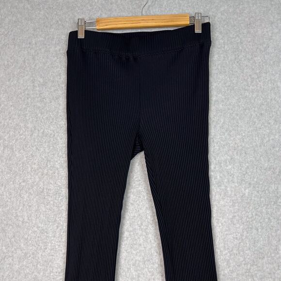 Helmut Lang Black Rib Flare High Rise Pants Size Large - Picture 3 of 9